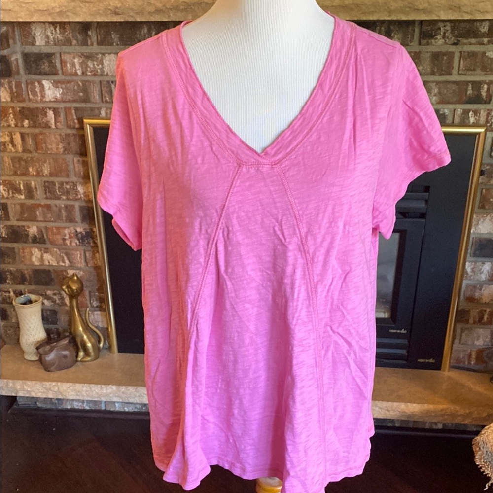 ESCAPE by HABITAT CLOTHES Pink V-Neck Women's Top. Size US XL.